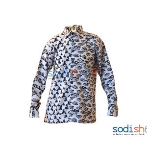 Chemise en Wax – Style Africain Couleur Noir et Blanc Pour Homme MJ0021