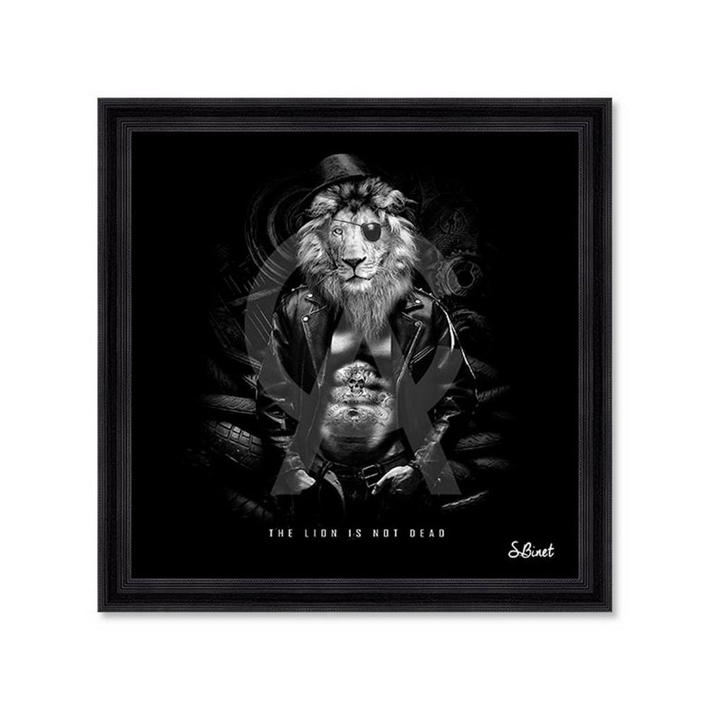 Tableau Lion Noir et Blanc S. Binet – Image 2