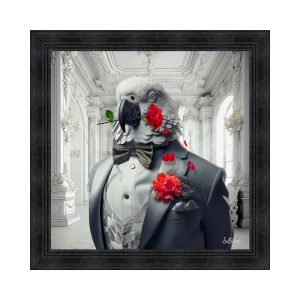 Tableau Perroquet Fleur Rouge Sylvain Binet