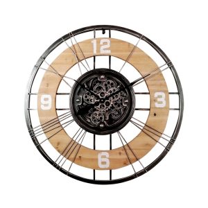 Horloge Bois Métal à Engrenage Ø90cm