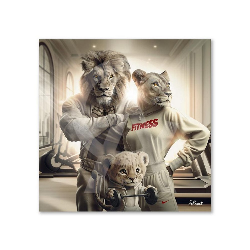 Petit Cadre Lion Fitness Binet 20x20cm