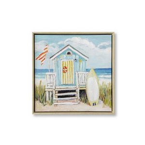 Tableau Cabane de Plage Bleu 42.5×42.5cm