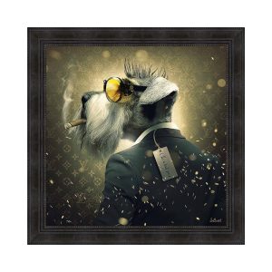 Tableau Chien Fumeur Lunettes Jaunes