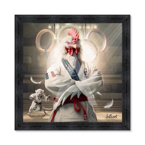 Cadre Coq Judo Sylvain Binet 73x73cm