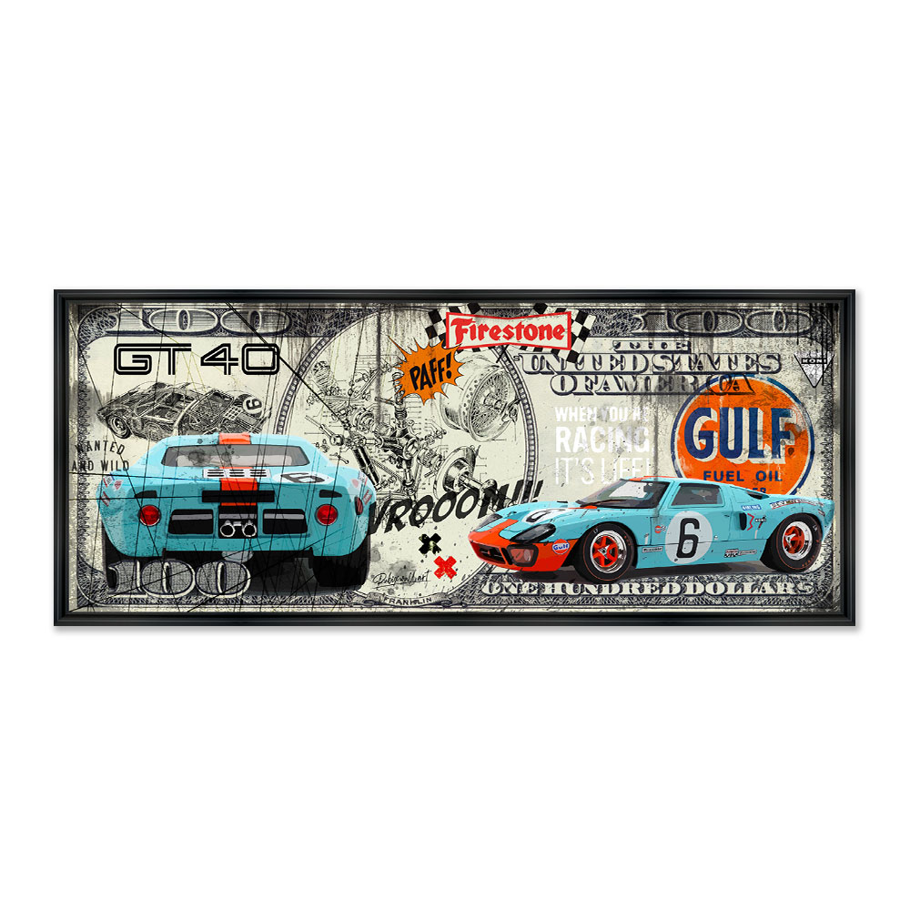 Tableau Dollar Ford GT Gulf Rubix 26.5×53 cm