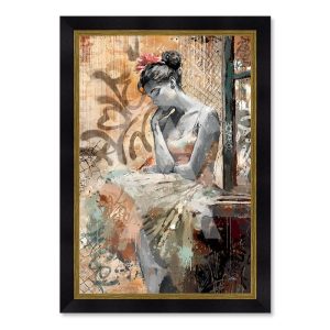 Cadre la Femme et l&rsquo;Oiseau Romaric Doré 73x103cm