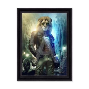Tableau Lion Motard Sylvain Binet 63x83cm