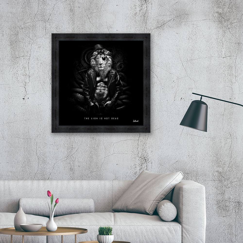 Tableau Lion Noir et Blanc S. Binet