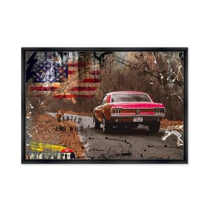 Tableau Mustang Fastback Red Rubix 48x68cm