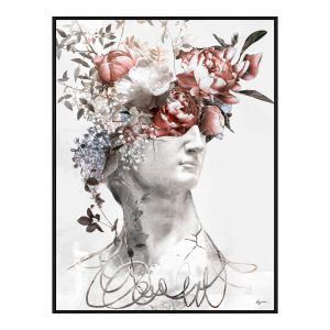 Tableau Statue Visage avec Fleurs 62.5×82.5cm