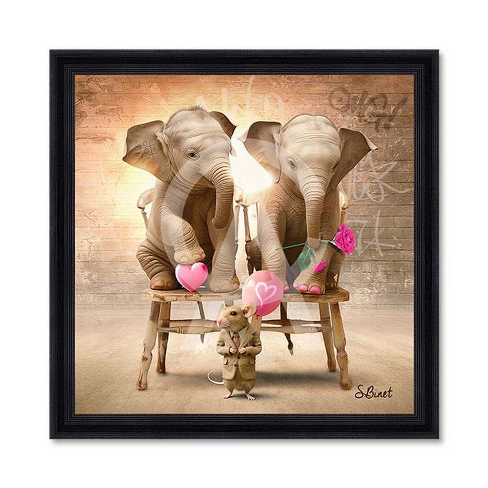 Cadre Sylvain Éléphanteaux Luxury 73x73cm
